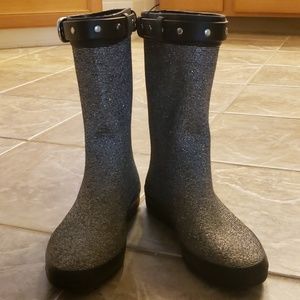 Falls Creek Shimmery Silver Rain Boots Size 8